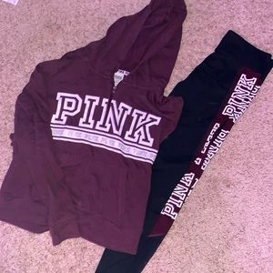 Pink leggings and hoodie